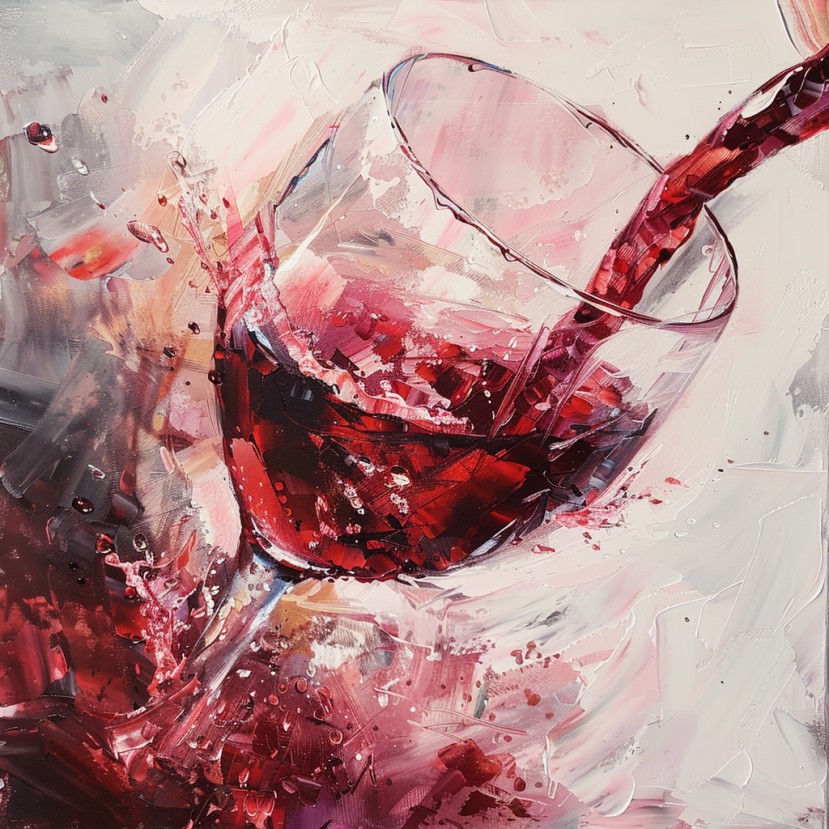 Rode Wijn Serenade: Olieverf Schilderij stilleven foto 1