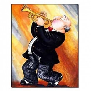 Pop Art Schilderij man speelt trompet - Kopen foto 1