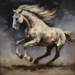 Vrijheid in Galop - Levendig Olieverf Paardenschilderij foto 1