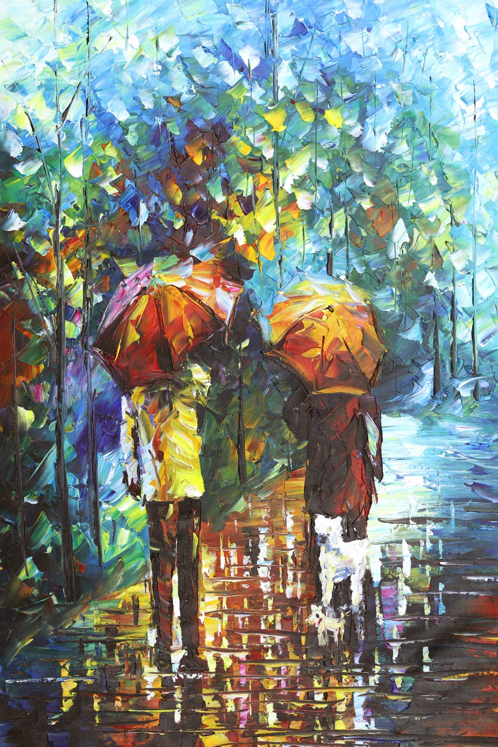 Landschap Schilderijen wandelen in de regen | Kunst in