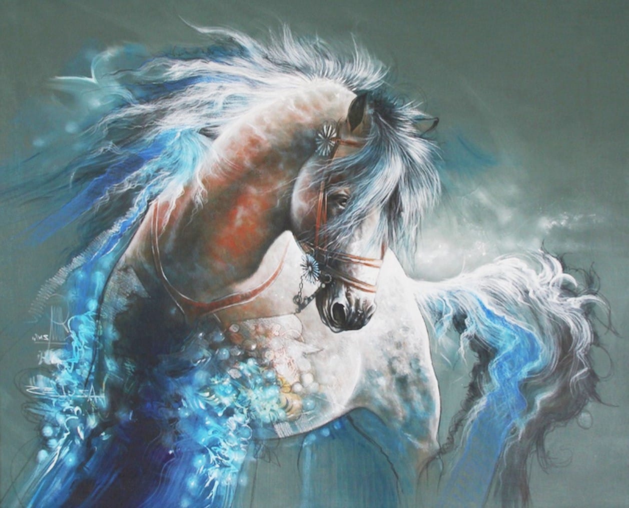 Schilderij paard - Handgeschilderd | Kunst voor in huis