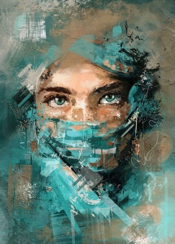 Prachtig schilderij van gesluierde vrouw - Kopen | Kunst voor in huis
