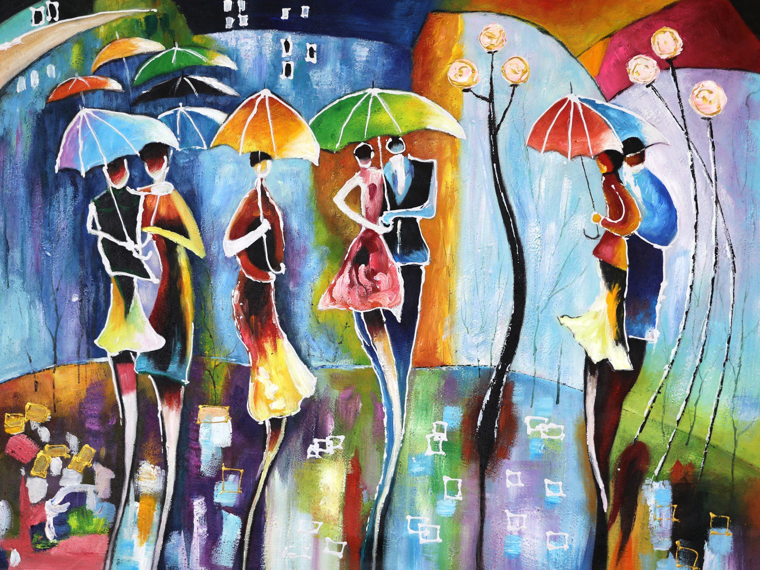 Olieverfschilderij dansende regen - kopen foto 2