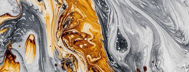 Prachtig olieverfschilderij goud grijs abstract foto 1