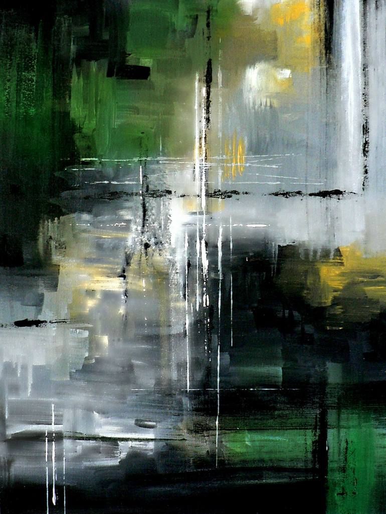 Abstract olieverfschilderij groen foto 1