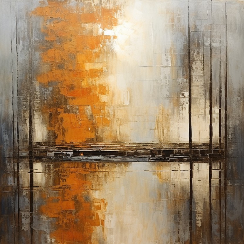 Herfstmelodie: Abstract Schilderij in Bruin, Zwart en Oranje | Kunst ...