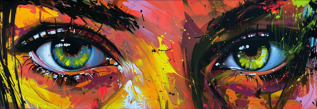 Blikken Verweven in Kleur: Vrouwelijke Ogen in Olieverf | Kunst voor in