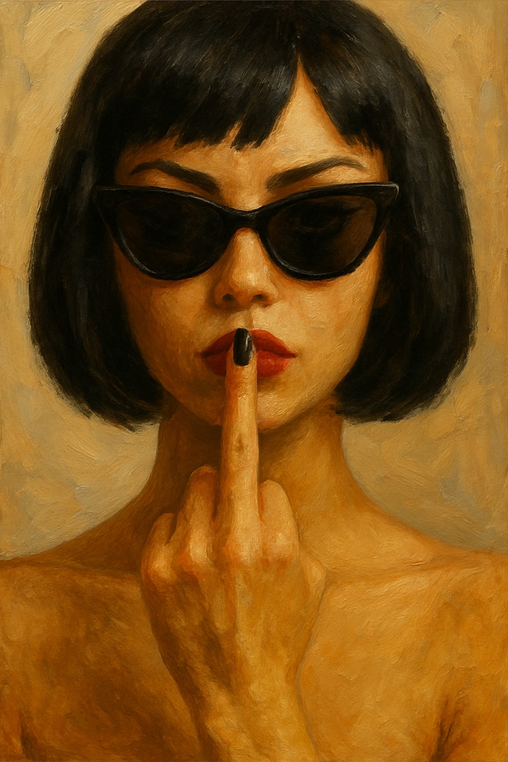 No Comment – Brutaal vrouwelijk portretschilderij met attitude foto 1