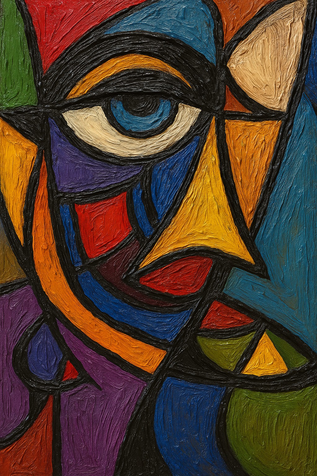 Fragment van een Gezicht – Kleurrijk abstract schilderij foto 1