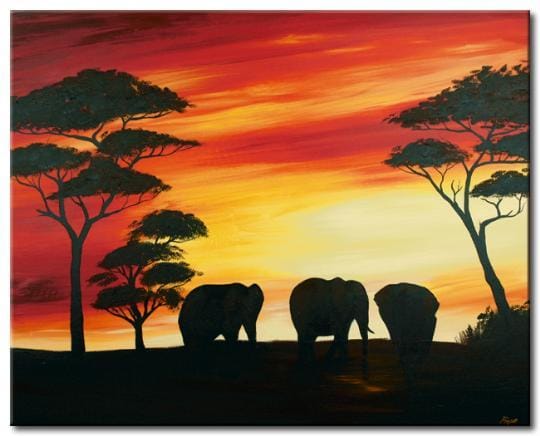 Runa Art Afrika Zonsondergang Schilderijen Fleece Canvas Schilderij 5 Delen Savanne Grijs Oranje Runa Art Afrika Zonsondergang Schilderijen Fleece Canvas Schilderij 5 Delen Savanne Grijs Oranje