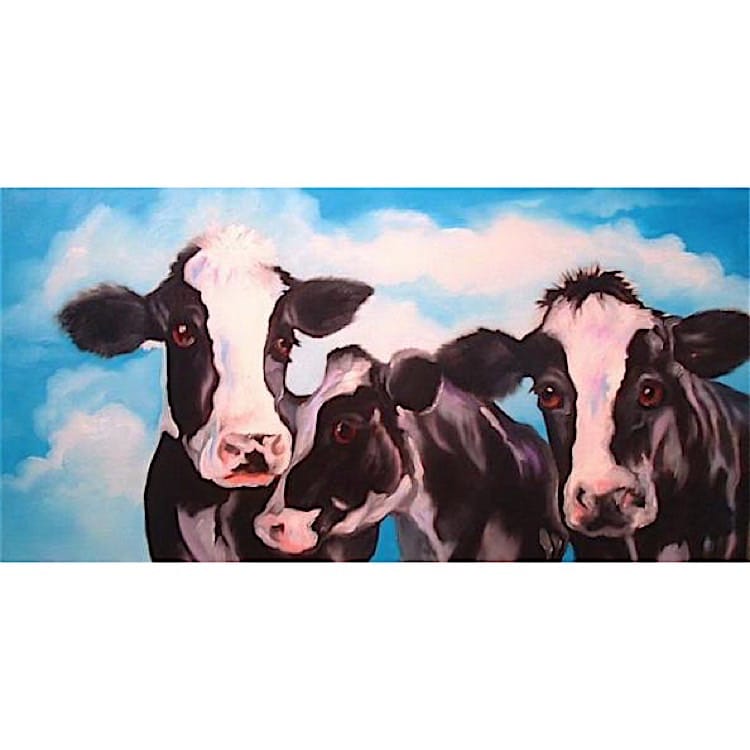 Olieverf Schilderij van Nederlandse Koeien foto 1