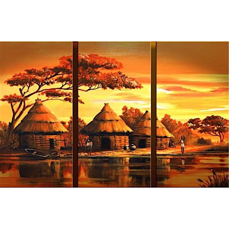 Schilderij Afrikaans Dorp foto 1