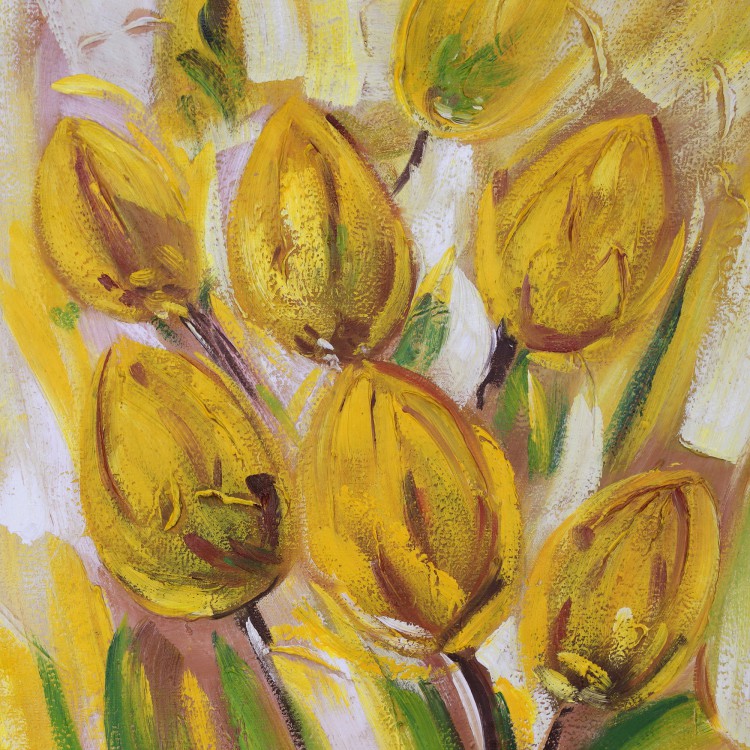 Olieverf bloemen Schilderij de Gele Tulpen foto 2