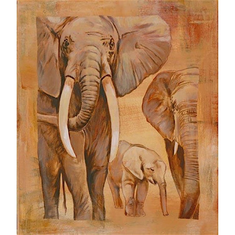 Schilderij olifanten op pad foto 1