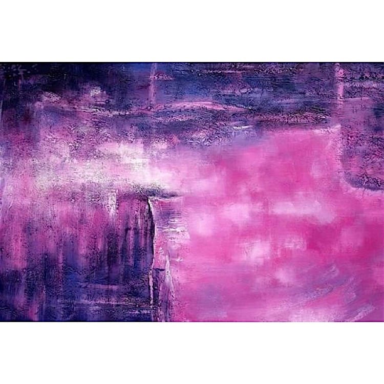 Schilderij abstract paars en roze foto 1