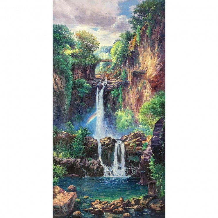 Olieverf schilderij de waterval foto 2