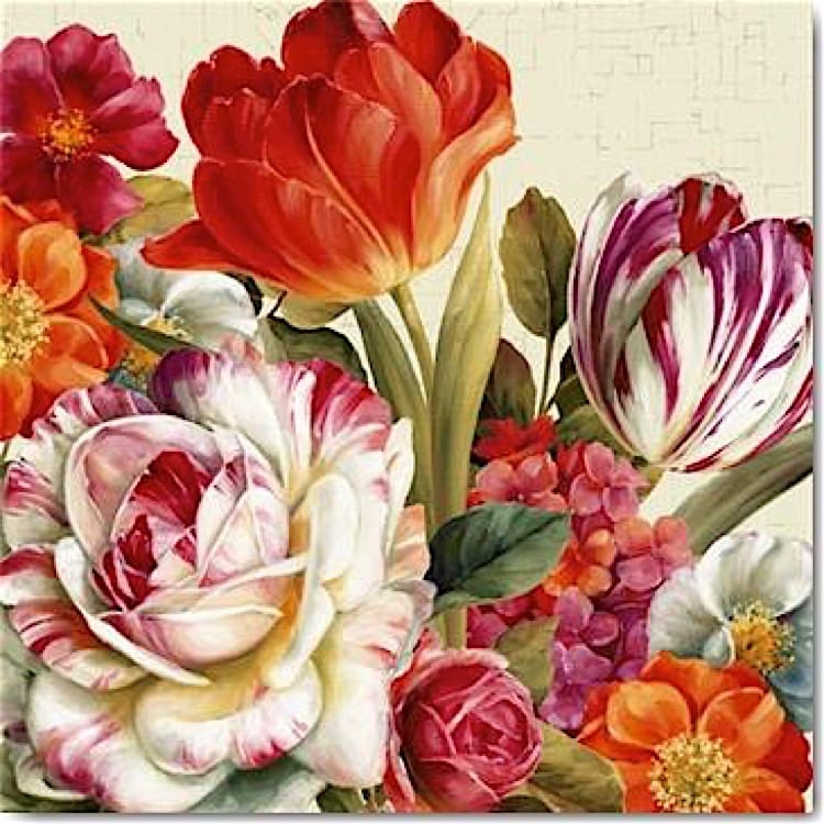 Schilderij bloemenpracht rood en paars - Kopen foto 1
