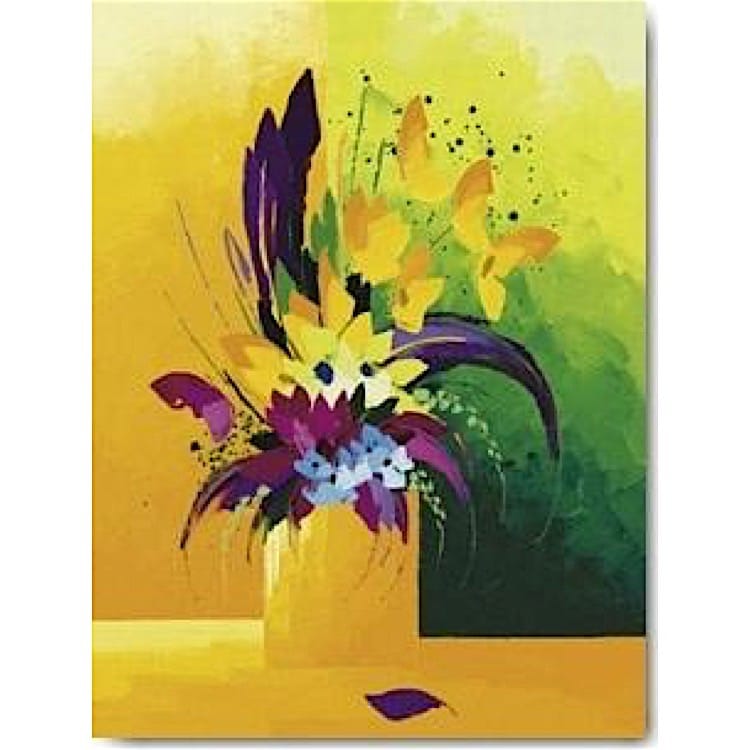 Schilderij geel paarse bloem foto 1