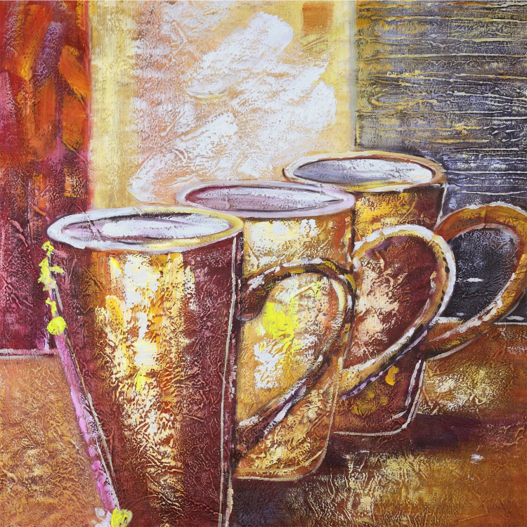 Schilderij 3 koppen koffie foto 2