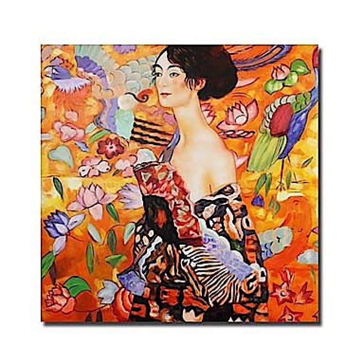 schilderij vrouw met vogels en bloemen foto 1