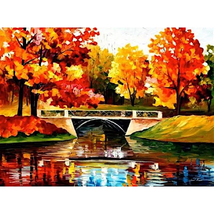 Schilderij de brug in park foto 1