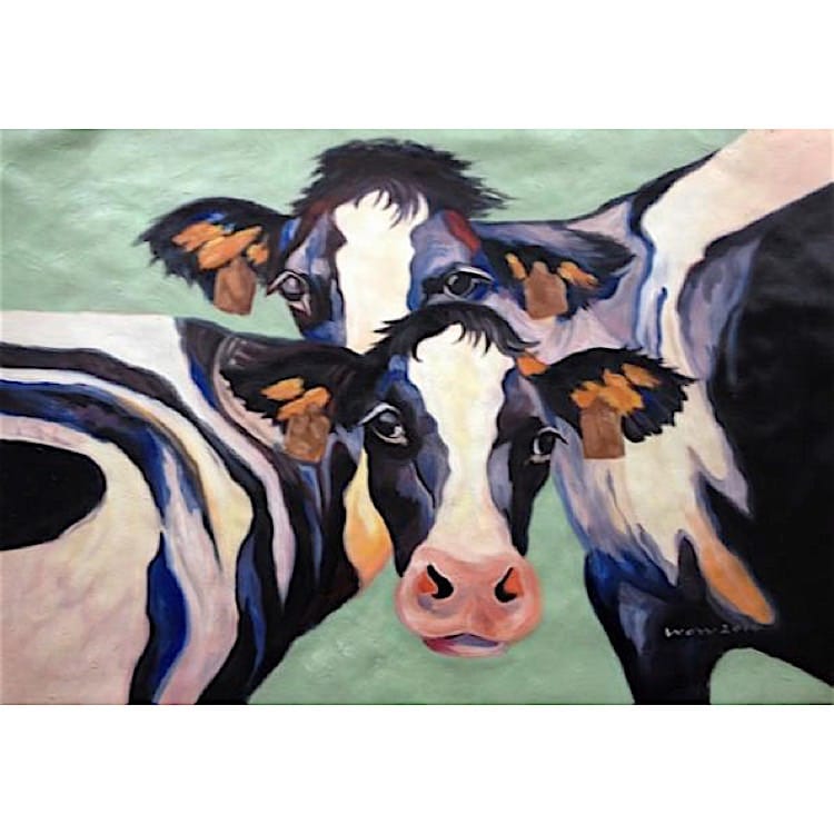 Schilderij 2 cows - Te koop foto 1