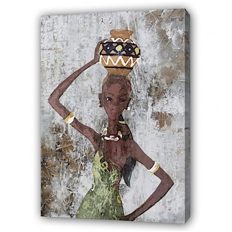 Schilderij Afrikaans met vrouw foto 1