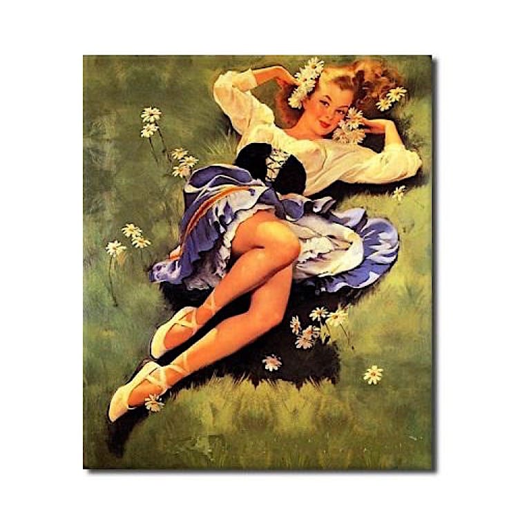 Schilderij figuratief meisje in het gras foto 1