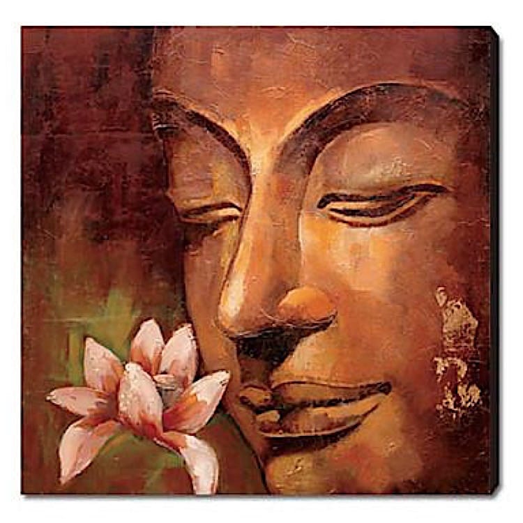 Boeddha met bloem Schilderij Kopen foto 1