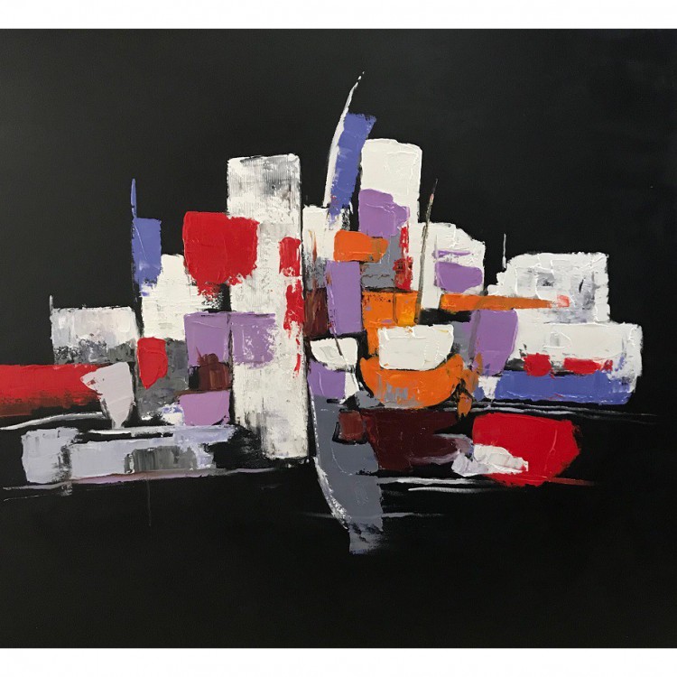 Schilderij Modern Abstract met zwart - Kopen foto 3