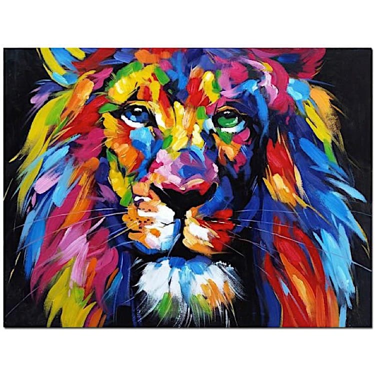 Schilderij abstract gekleurde leeuw - Kopen foto 1