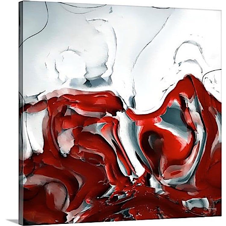 Abstract schilderij modern zwart rood wit - Kopen foto 1