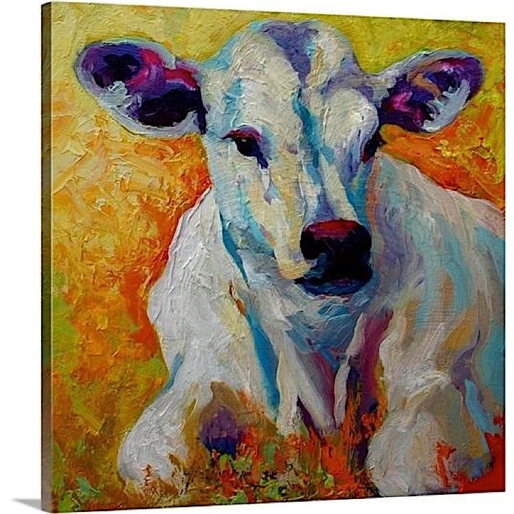 Olieverf schilderij witte kalf foto 1