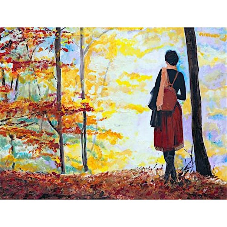Schilderij vrouw in bos foto 1