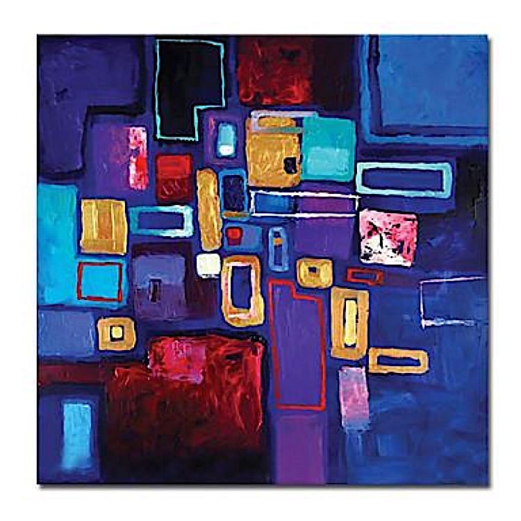 Schilderij abstracte blokken met paars - Kopen foto 1