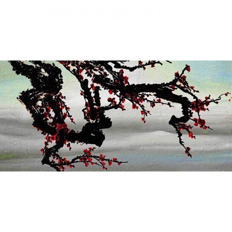 Olieverf schilderij Japanse Bloesem foto 2