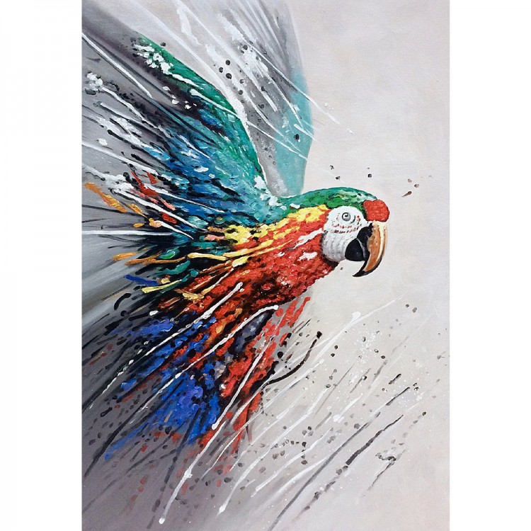 Olieverf schilderij abstracte papegaai foto 2