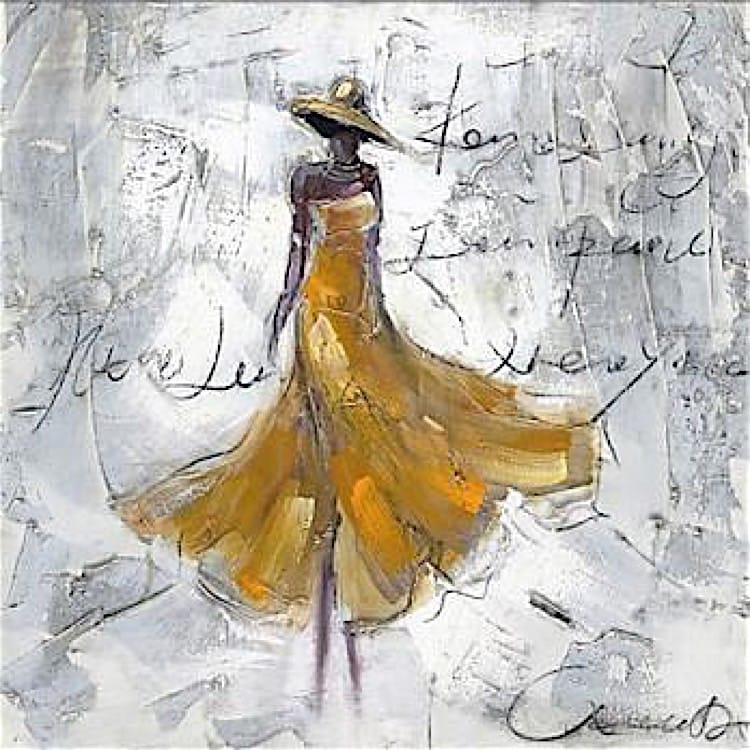 Figuratief schilderij vrouw met geel - Kopen foto 1