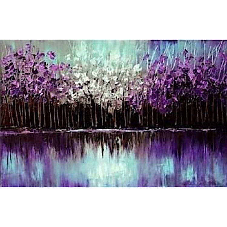 Schilderij paarse bomen foto 1