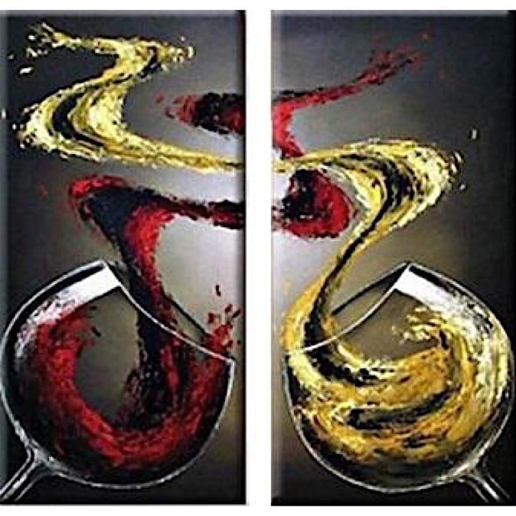 Schilderij rode en witte wijn foto 1