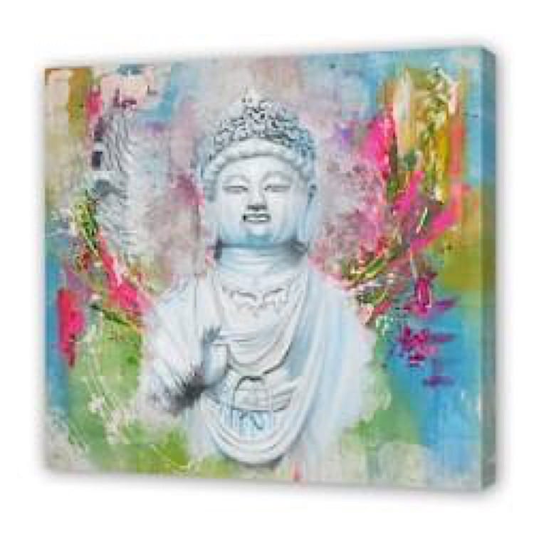 Schilderij kleurrijke boeddha foto 1