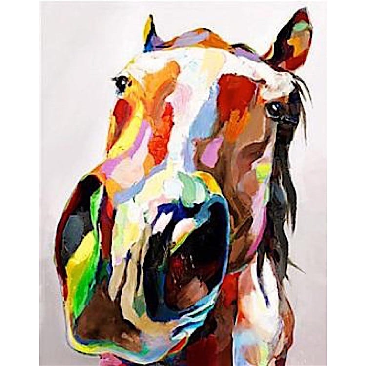 Stevig oor zand Dieren schilderij met abstract paardenhoofd | Kunst voor in huis
