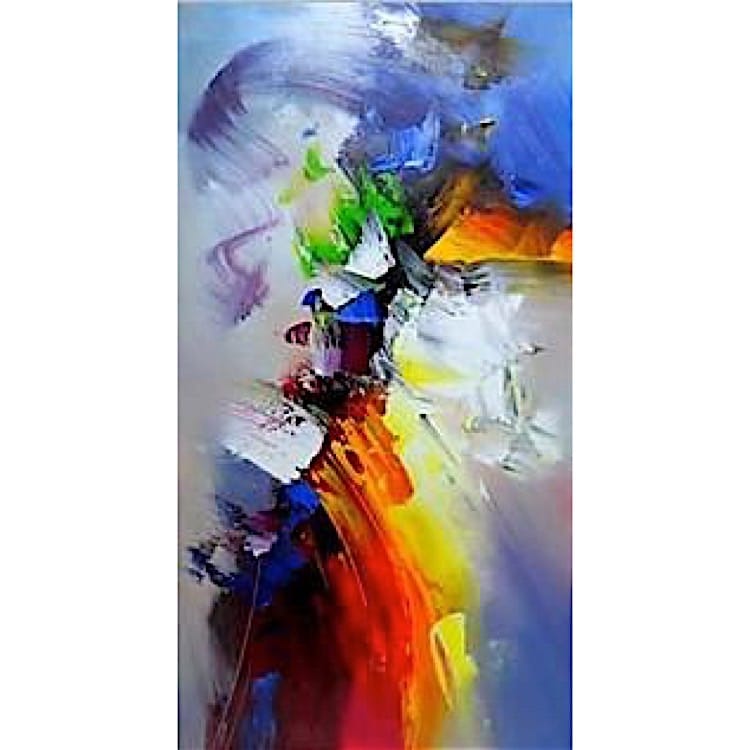 Schilderij abstract kleurrijk staand - Kopen foto 1