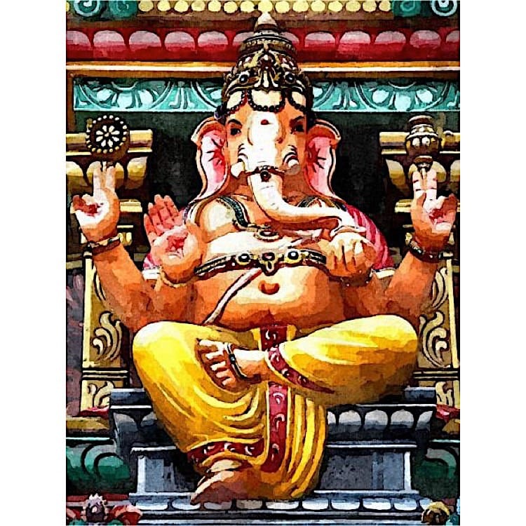 Olieverf schilderij Ganesha foto 1