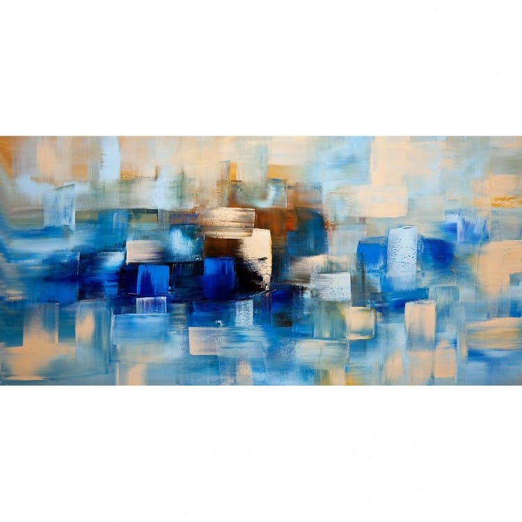 dam Oswald Londen Abstract Schilderij blauw breed - Kopen | Kunst voor in huis