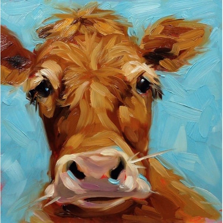 Schilderij Grappige koe - Te koop foto 1