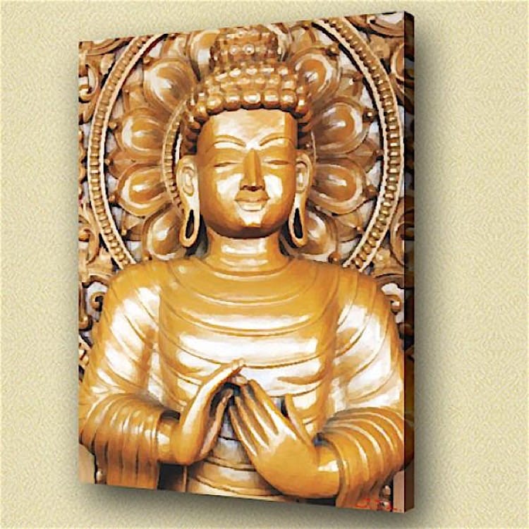 Olieverf schilderij Boeddha Maur foto 1
