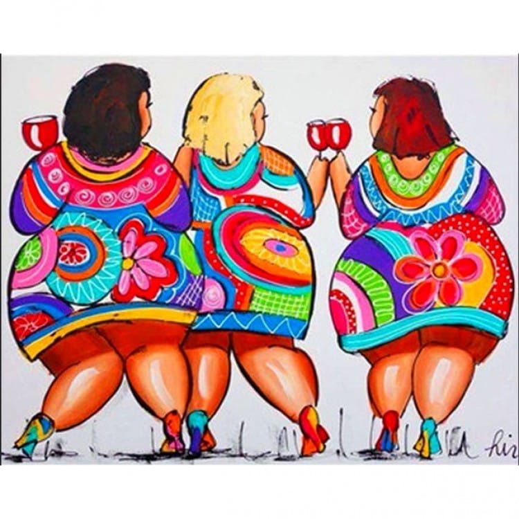 Verbazingwekkend Schilderij 3 dikke vrouwen aan de wijn | Kunst voor in huis OI-58