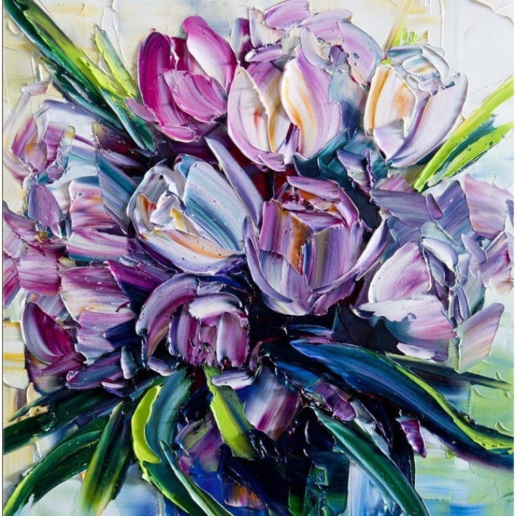 Paarse Tulpen bloemen schilderij - | Kunst voor in