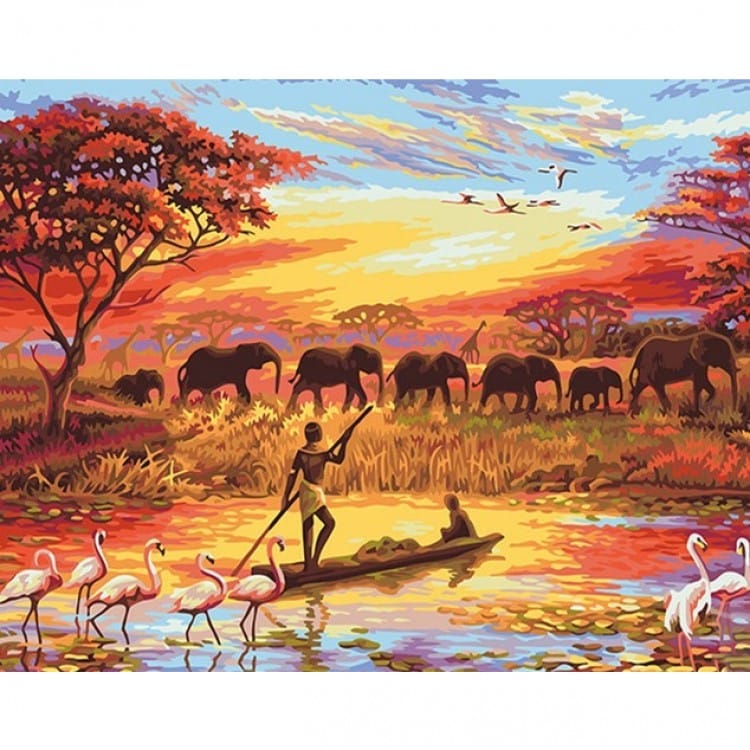 Schilderij Afrikaanse zonsondergang - Kopen foto 1